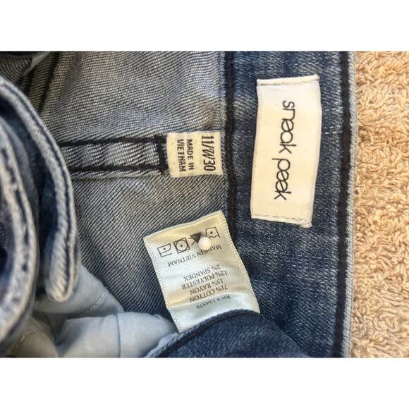 Sneak Peek Flare Jeans Sz 11/W30 Distressed Blue Denim Wide Leg Boho Y2K - Picture 2 of 5